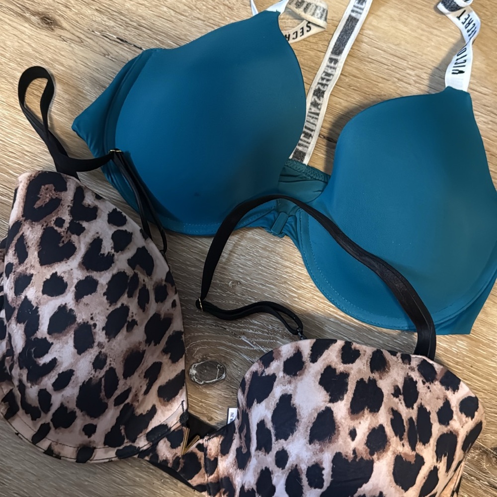 Victoria's Secret Teal and Leopard Print Bras